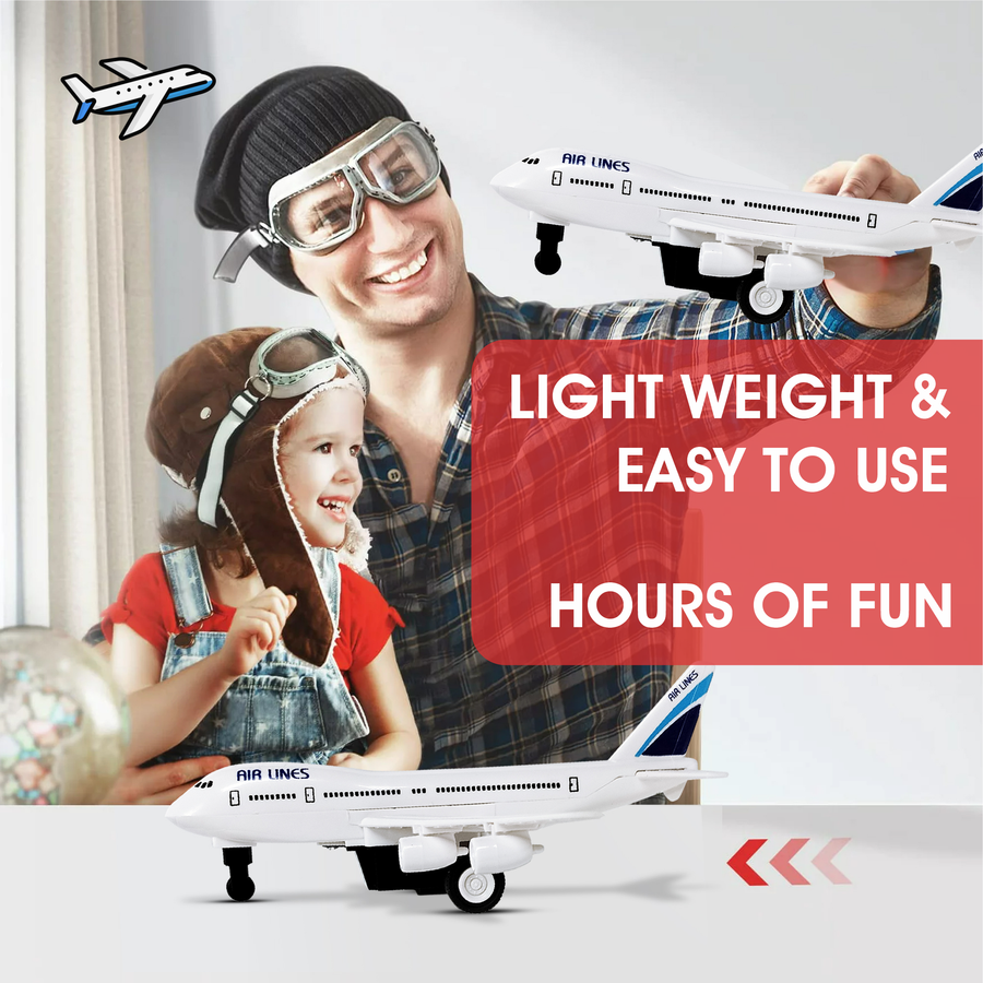 Plastic Plane, Friction Powered Aeroplane, Unbreakable Big Size Airbus, Pull Along, Pull Back, Push and Go Crawling Toys for Boys and Girls