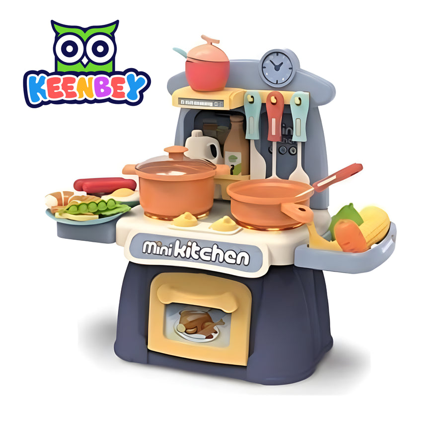 Kitchen Playset with Sound & Light – 26-Piece Mini Kitchen Set with Pretend Food, Chef Role Play & Accessories for Toddlers