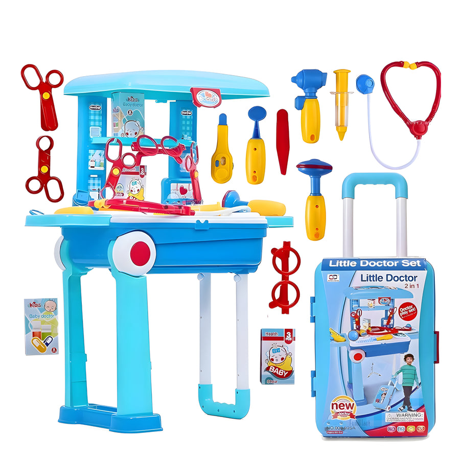 Doctor Role Play Toy Set with Convertible Trolley Suitcase & Medical Accessories – Pretend Play Kit for Kids