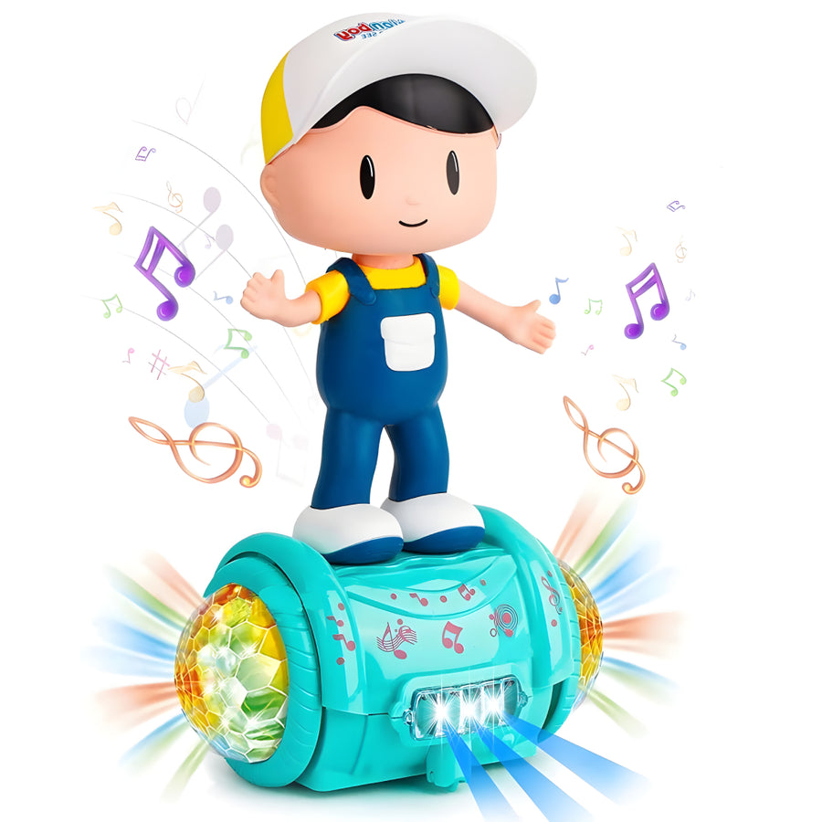 Musical Toy Battery Operated 360 Degree Rotating Musical Dancing Boy 5D Light & Sound Toy with Bump & Go Action for Kids