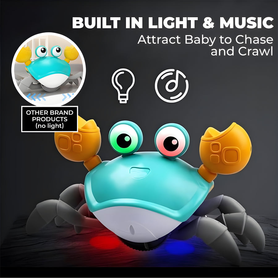 Crawling Crab Baby Toy – Interactive Musical Learning Toy with LED Lights & Rechargeable Battery | Fun Moving Crab Toy for Infants, Toddlers & Kids