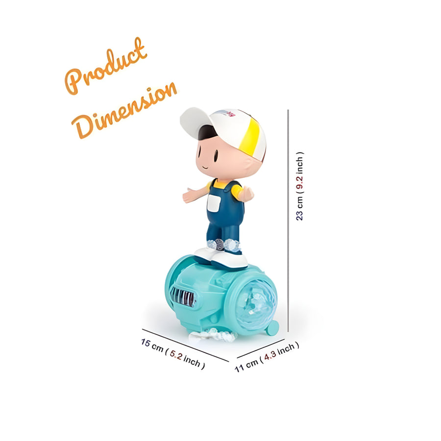 Musical Toy Battery Operated 360 Degree Rotating Musical Dancing Boy 5D Light & Sound Toy with Bump & Go Action for Kids