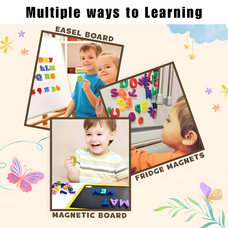 2-in-1 Magnetic Writing & Drawing Board – Double-Sided Chalkboard & Whiteboard with Letters, Numbers, Chalk & Eraser for Kids