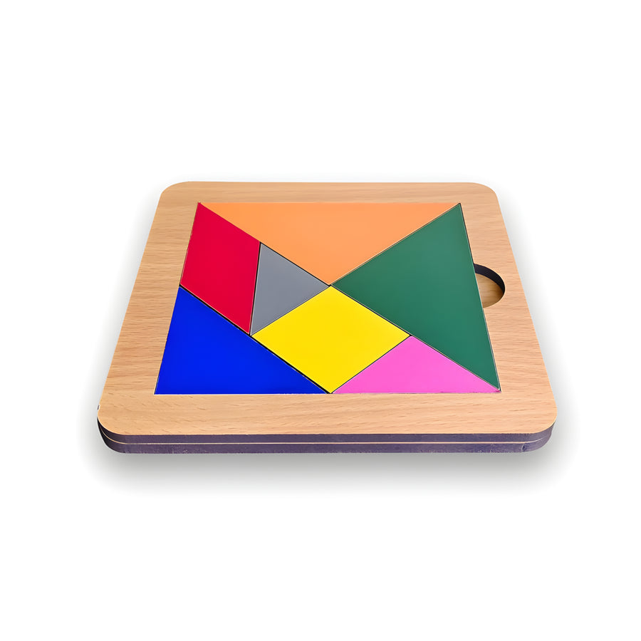 Tangram Shapes Puzzle Toys for Kids – Montessori Wooden STEM Learning Toy with Brain Logic Blocks, Educational Math Activity Kit