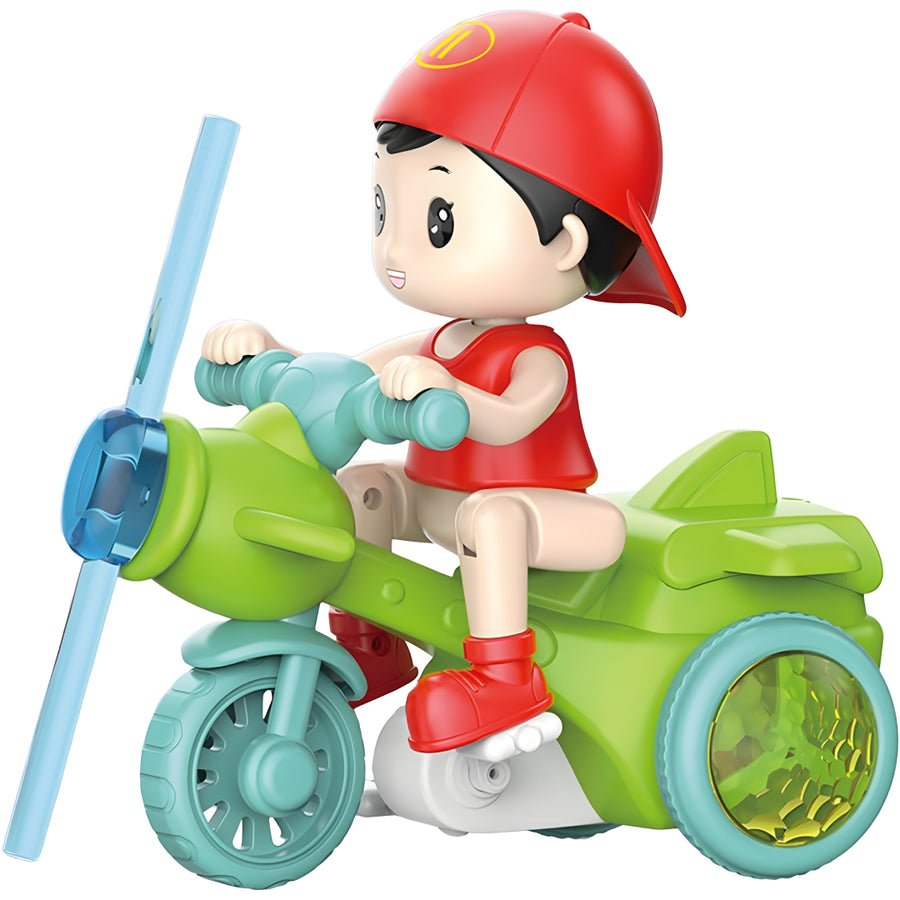 Battery Operated Musical Tricycle Toy for Kids – Light, Sound & Rotating Stunt Action with Fun Cartoon Rider