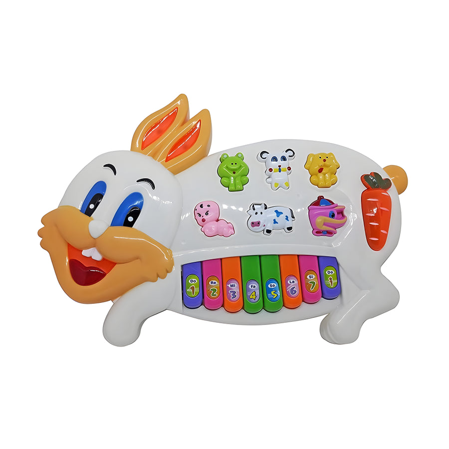 Musical Piano for Kids with Flashing Lights - Rabbit Piano Toys with 3 Modes Animal Sounds, Musical Toys for 3+ Years Old Kids, Early Development Musical Toy