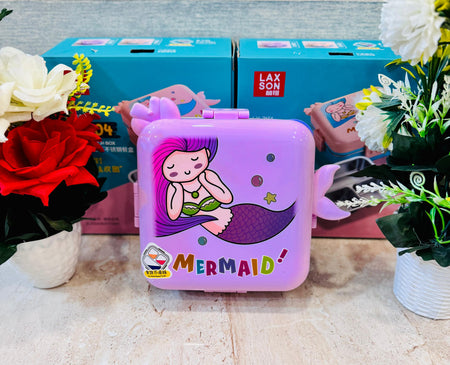 Mermaid Insulated Steel Lunch Box - 3 Grids, 1120ml + 70ml with Steel Spoon & Small Container