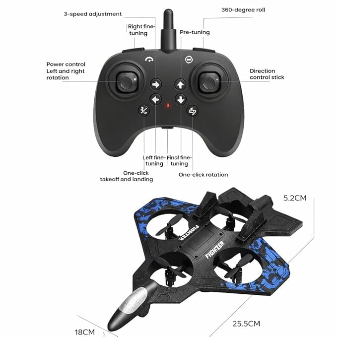 Keenbey RC Fighter Jet Plane for Kids & Adults – Remote Control Airplane with 360° Flip & LED Lights