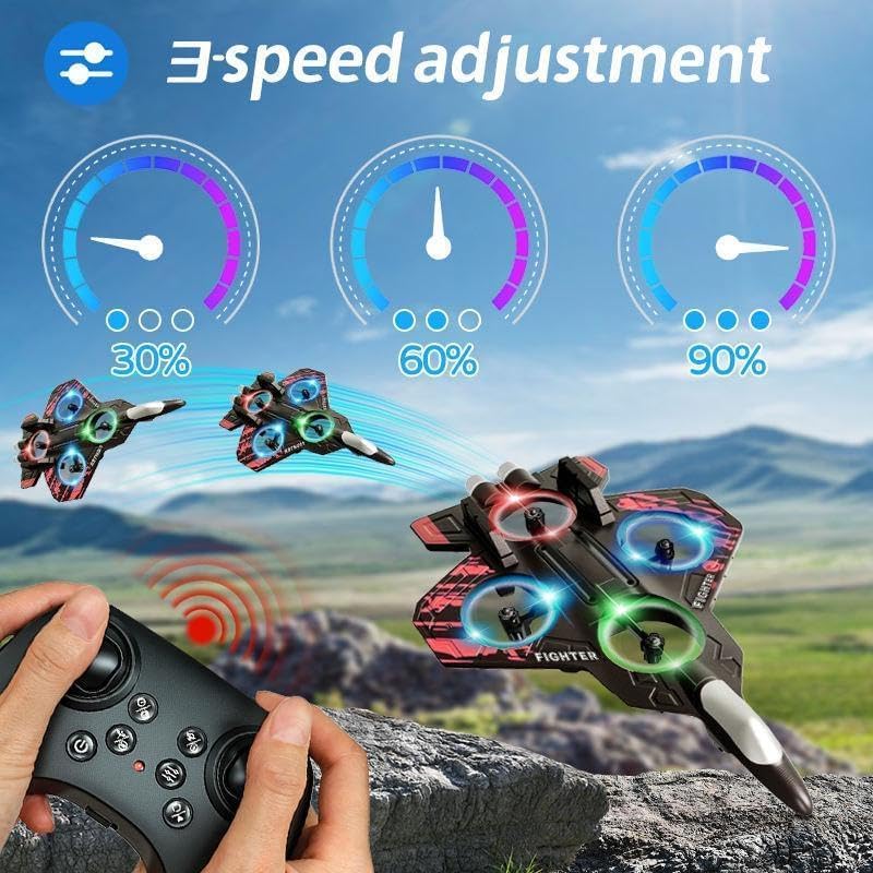 Keenbey RC Fighter Jet Plane for Kids & Adults – Remote Control Airplane with 360° Flip & LED Lights