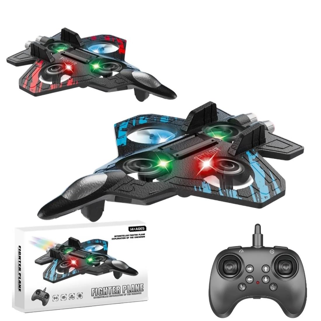 Keenbey RC Fighter Jet Plane for Kids & Adults – Remote Control Airplane with 360° Flip & LED Lights