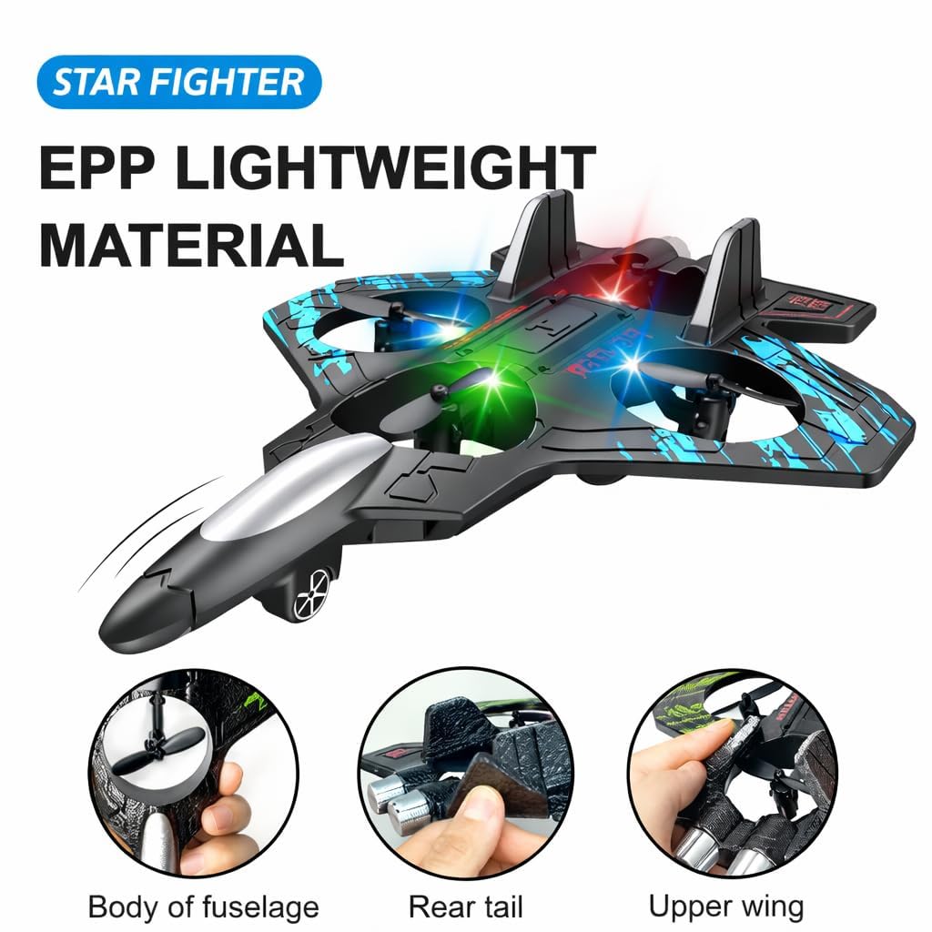 Keenbey RC Fighter Jet Plane for Kids & Adults – Remote Control Airplane with 360° Flip & LED Lights