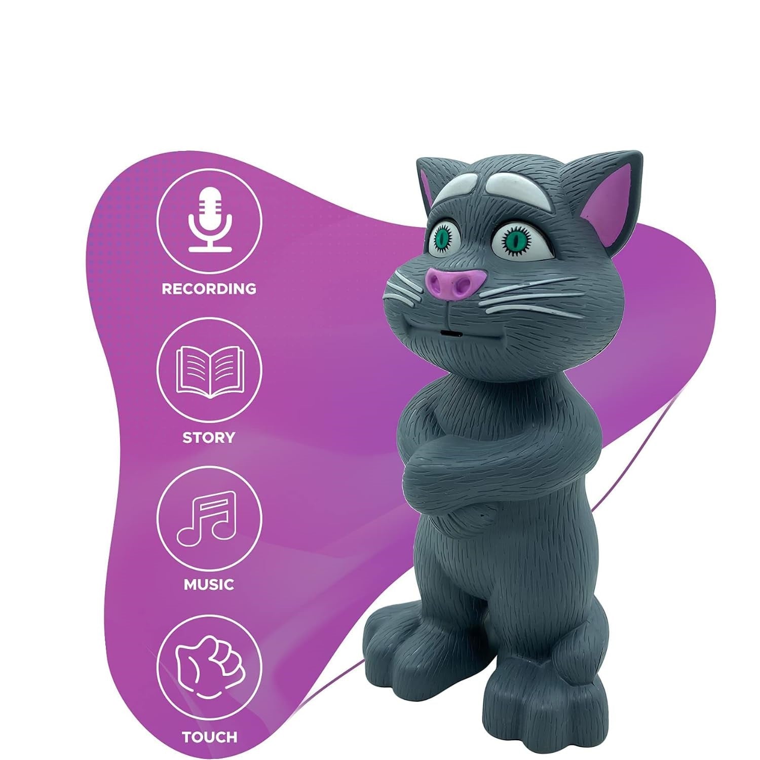 Intelligent Talking Tom Cat, Speaking Robot Cat Repeats What You Say, Touch Recording Rhymes and Songs, Musical Cat Toy for Kids