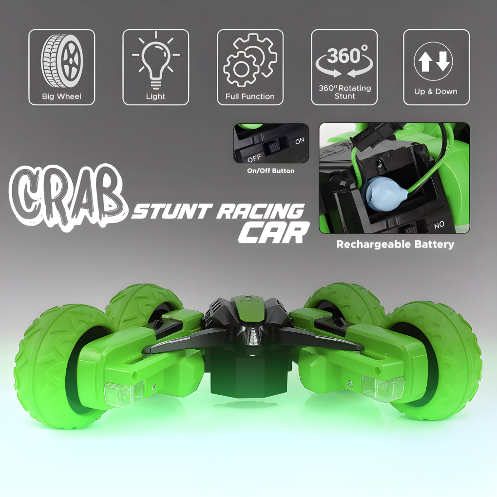 360° Car Double Sided Rotating RC Stunt Car, Remote Control Car Toy with in-Built Rechargeable Battery, USB Cable, Screw Driver & Light for Kids