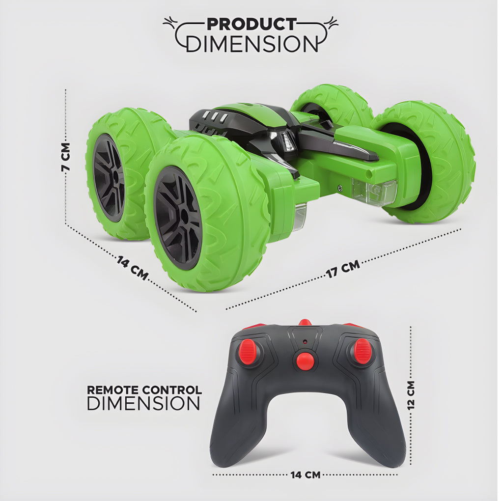 360° Car Double Sided Rotating RC Stunt Car, Remote Control Car Toy with in-Built Rechargeable Battery, USB Cable, Screw Driver & Light for Kids