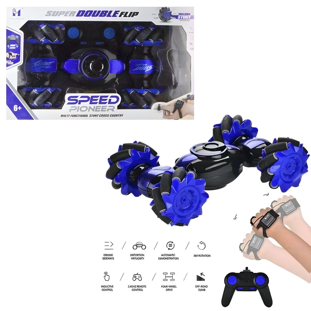 Stunt Car Twisting Drift Gesture Sensor Watch Control Toy Cars Flips with Lights Music