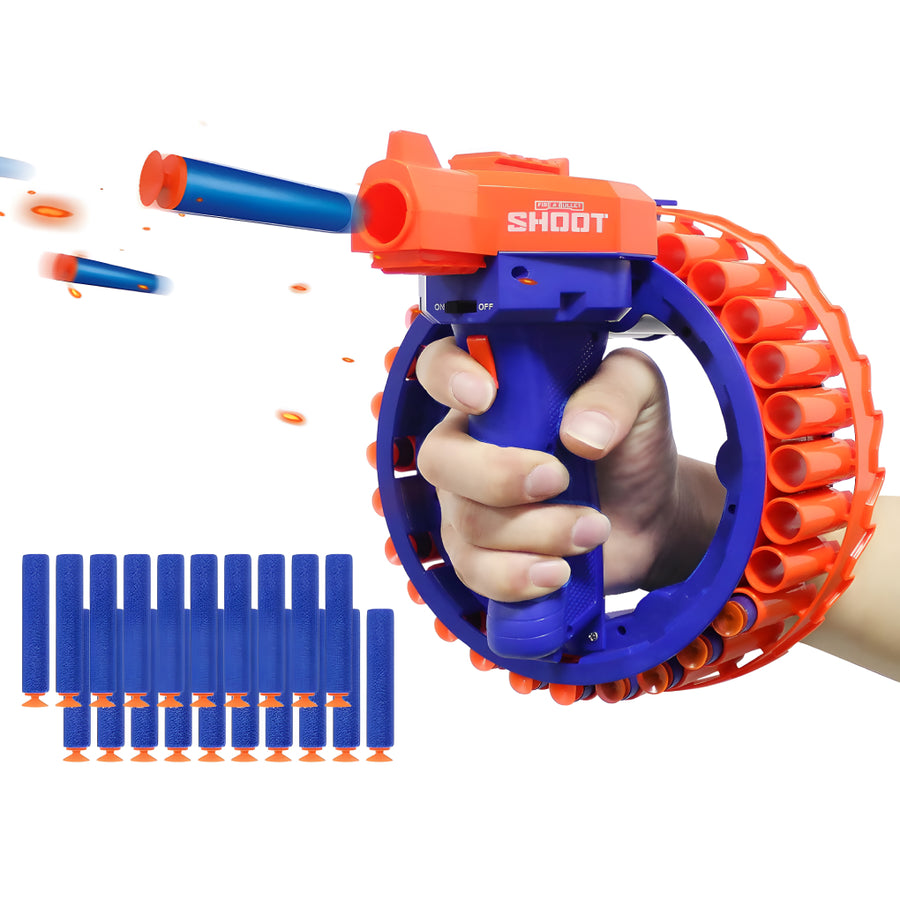 Electric Automatic Soft Foam Bullet Blaster Gun Toy | Rechargeable 20 Burst EVA Soft Bullet Wrist Blasting Bracelet Auto Soft Bullet Gun, Target Shooting Battle Fight Game for Kids