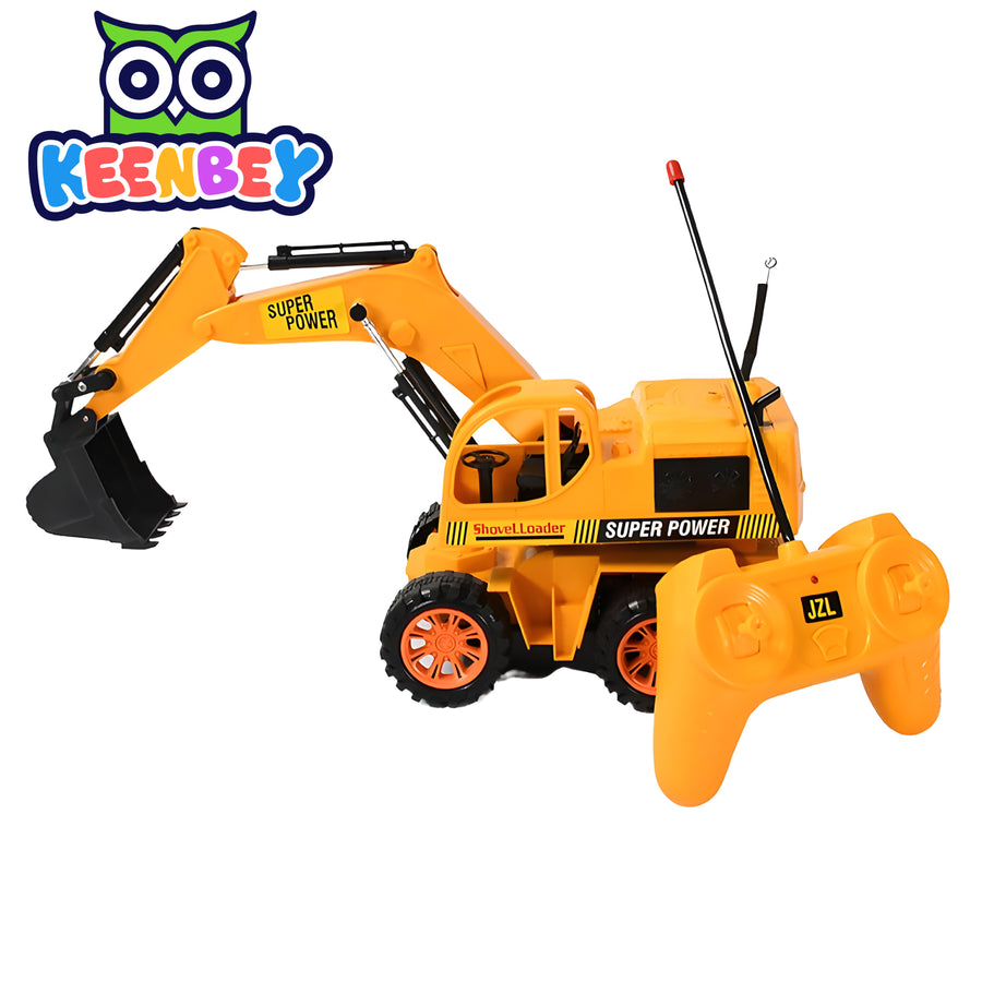 RC Excavator Truck Toy – 5-Channel Remote Control Construction Vehicle with Flashing Lights for Kids