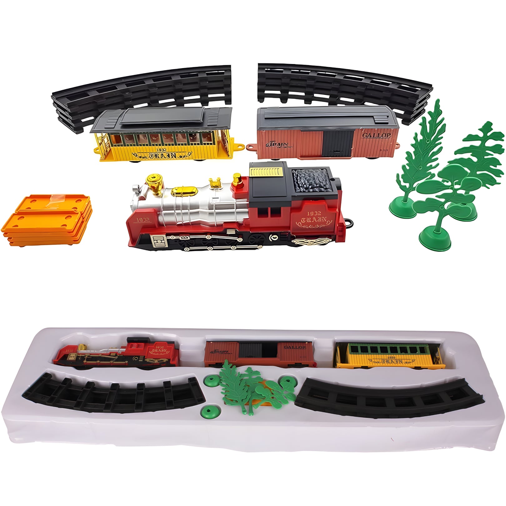 Toyworld Train Model Train World Battery Operated Toy Train Set – 27-Piece Track for Kids ...
