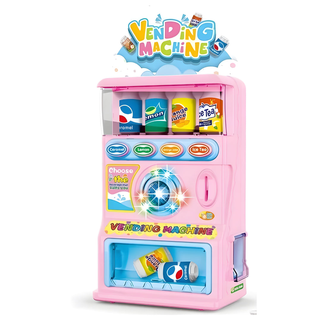 Interactive Vending Machine Toy for Kids – Lights, Sounds & Play Coins | Pretend Drink Dispenser with Beverage Cans