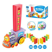 Domino Train Set for Kids – Automatic Domino Laying Toy with 60 Colorful Blocks, Lights &amp; Sound
