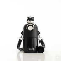 Stainless Steel Kawaii Bear Insulated Sipper for Kids | with Silicone Straw & Strap | Dual Sipper | 500ml
