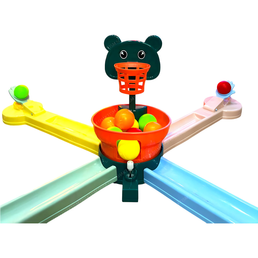 Happy Basketball Court Game for Kids – 22-Piece Multiplayer Shooting Board Game Toy for Ages 3+