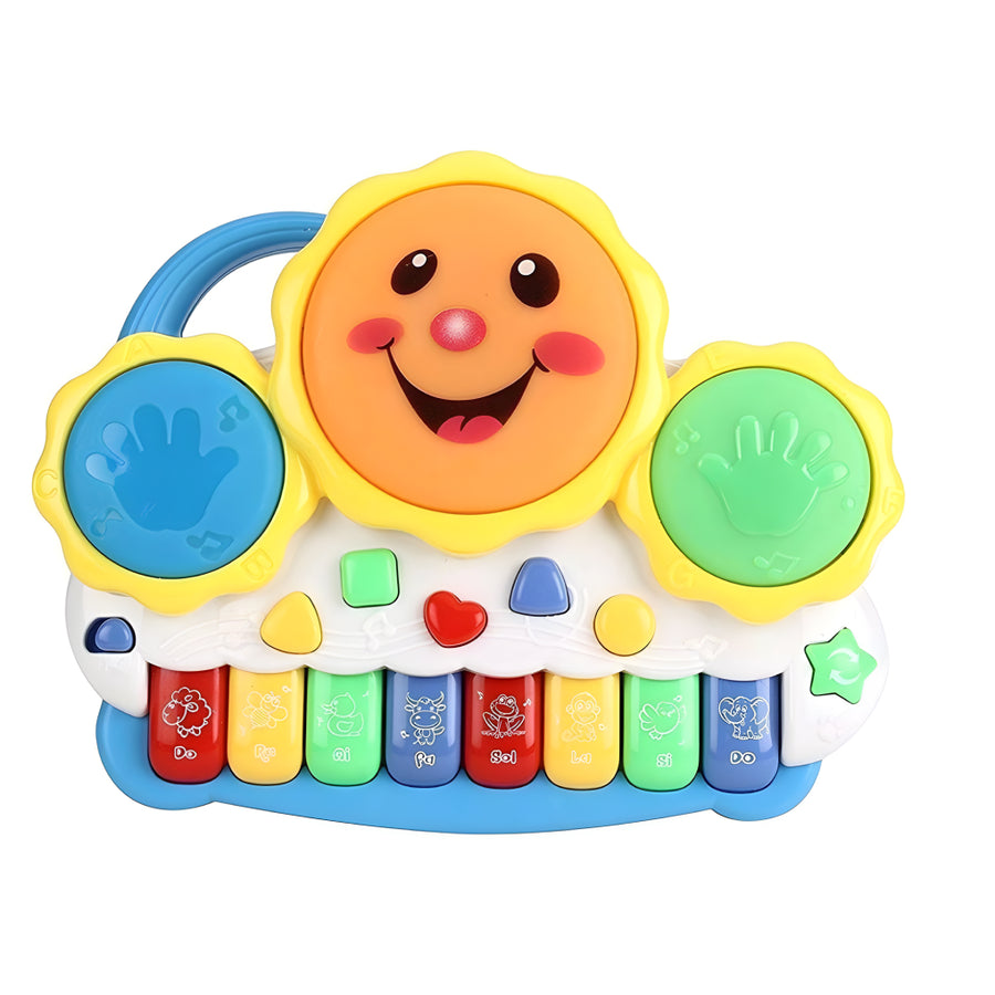 Drum Keyboard Musical Piano Toy for Kids – With Flashing Lights, Animal Sounds &amp; Educational Songs