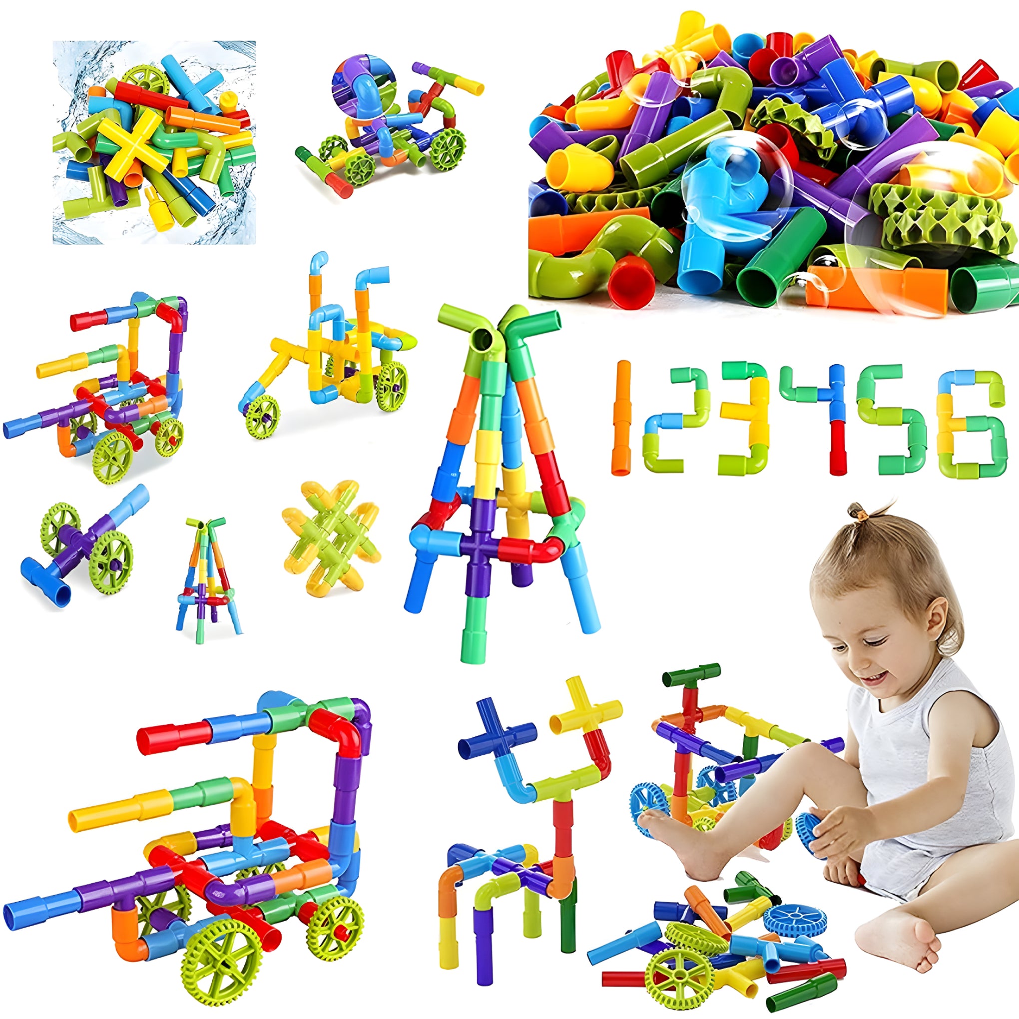 75-Piece Smart Plastic Building Blocks – Large Pipe-Shaped STEM Construction Toy for Kids | Educational & Creative Play for Boys & Girls