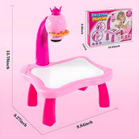 Kids Projector Drawing Table Set – Interactive Art & Tracing Toy with Lights, 24 Slide Patterns, Markers & Drawing Book
