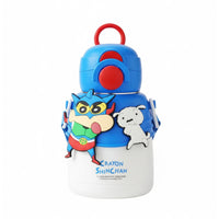 Crayon Shinchan Insulated Steel Bottle 600ml | Dual Mouth (Sipper & Spout) | SUS 316 | Hot & Cold with Strap
