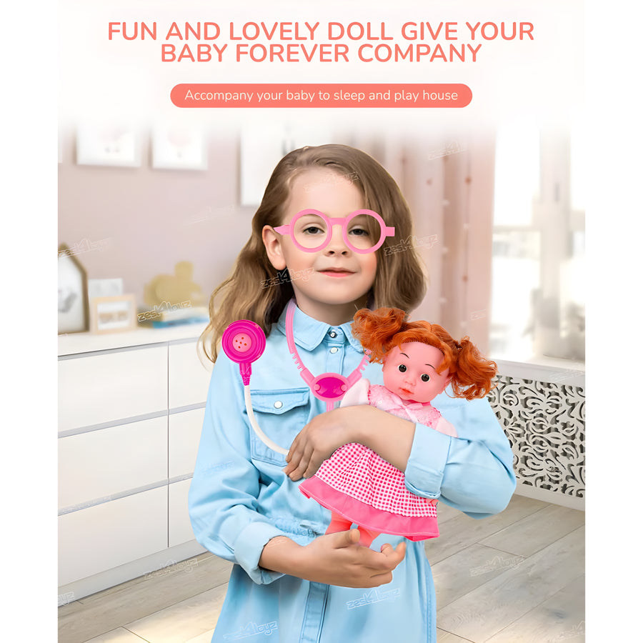 Baby Doll Doctor Set – 8-Piece Pretend Play Medical Kit with Doll, Stethoscope, Syringes & Accessories for Kids