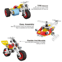3-in-1 DIY STEAM Building Toy Set – 74-Piece Motorbike & Helicopter Construction Kit for Kids (Flexible Parts, Ages 5+)
