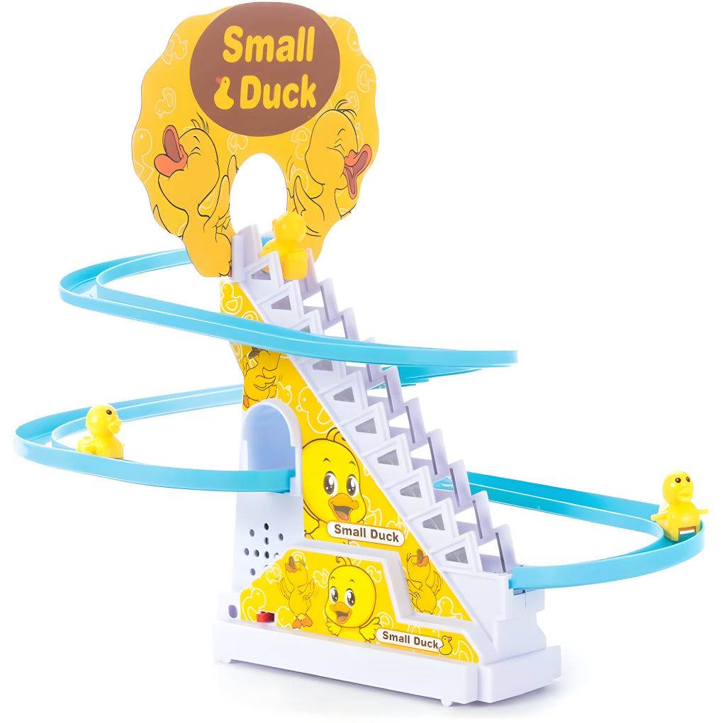 Duck Track Racing Toys for Kids | Little Lovely Duck Slide Climbing Toys for Kids, Small Ducks Stair Escalator Toy with Lights and Music - 3 Duck Included
