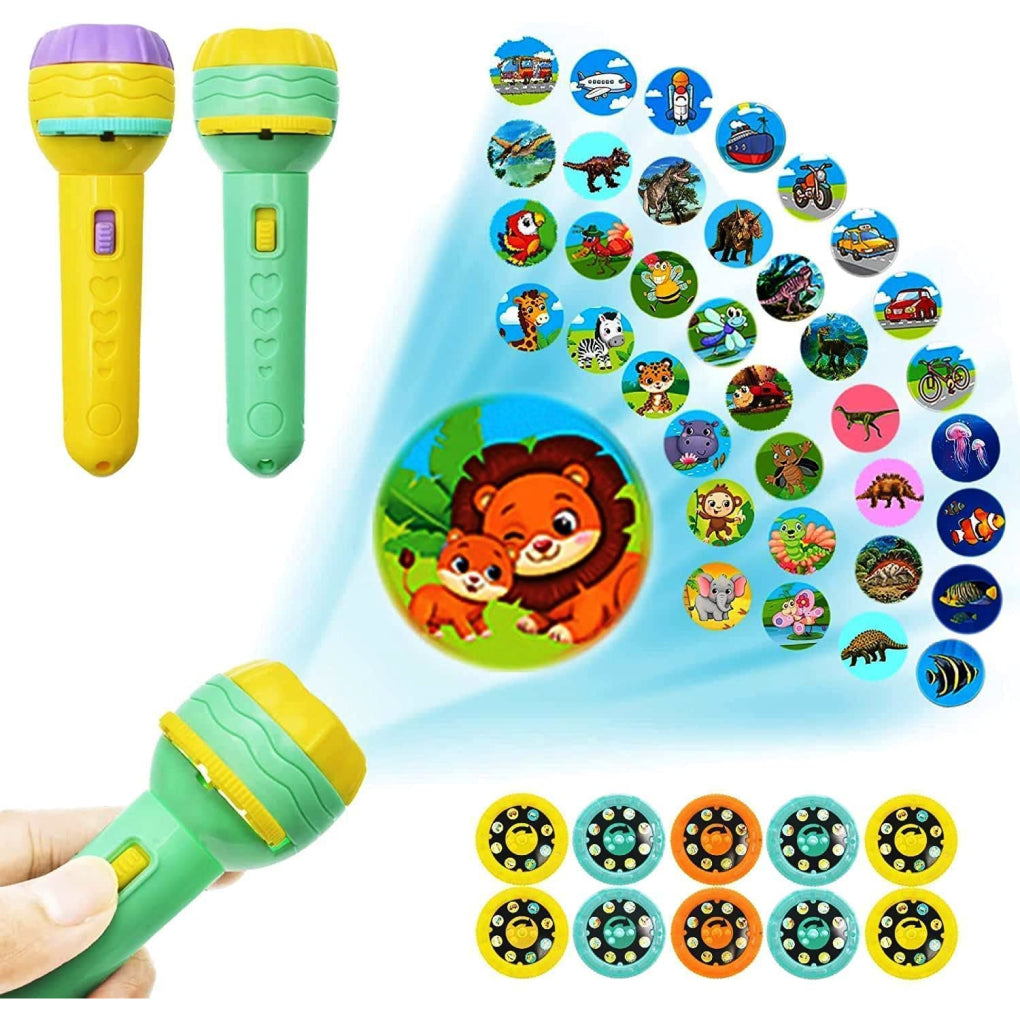80 Patterns - 10 Slides Education Light Projector Torch for Kids, Animals, Fruits & Vegetables Sleep time Stories for Kids, Toddler, Light Toy Slide Flashlight Mini Projector