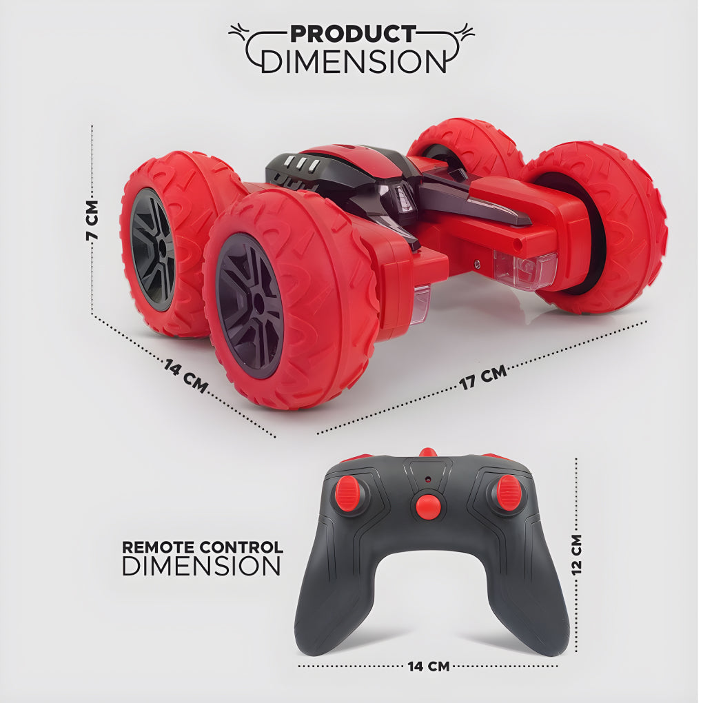 360° Car Double Sided Rotating RC Stunt Car, Remote Control Car Toy with in-Built Rechargeable Battery, USB Cable, Screw Driver & Light for Kids