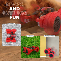 360° Car Double Sided Rotating RC Stunt Car, Remote Control Car Toy with in-Built Rechargeable Battery, USB Cable, Screw Driver & Light for Kids
