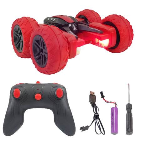 360° Car Double Sided Rotating RC Stunt Car, Remote Control Car Toy with in-Built Rechargeable Battery, USB Cable, Screw Driver & Light for Kids