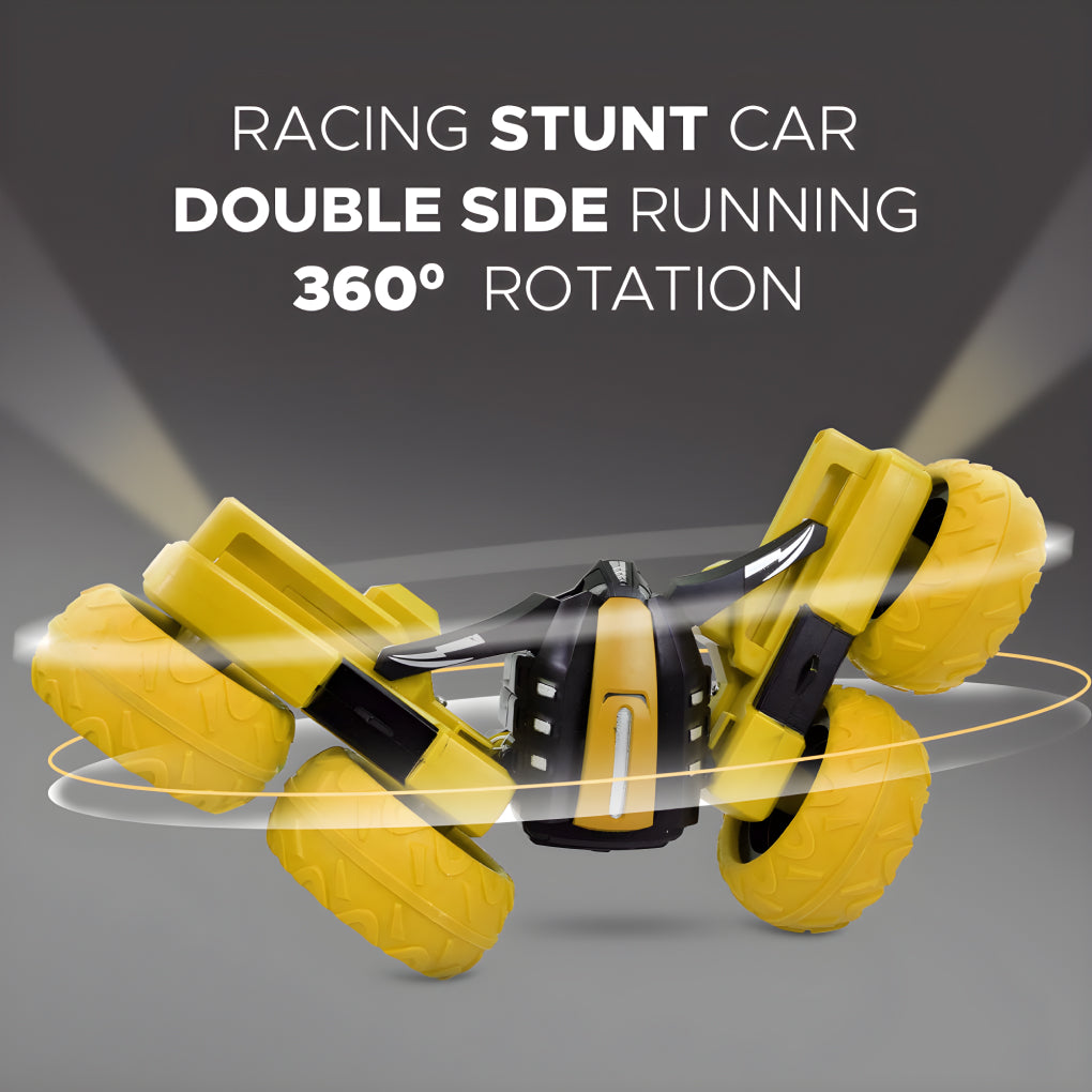 360° Car Double Sided Rotating RC Stunt Car, Remote Control Car Toy with in-Built Rechargeable Battery, USB Cable, Screw Driver & Light for Kids