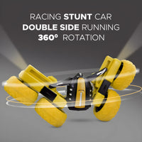 360° Car Double Sided Rotating RC Stunt Car, Remote Control Car Toy with in-Built Rechargeable Battery, USB Cable, Screw Driver & Light for Kids
