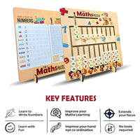 3-in-1 Wooden Maths Puzzle Board for Kids – Educational Learning Toy with Numbers, Symbols & Counting Discs – Montessori Style STEM Activity Game for Early Math Skills
