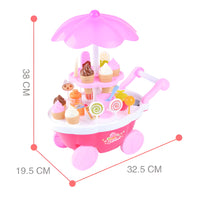 Sweet Cart Ice Cream Trolley Toy for Kids – 39 Accessories with Lights & Sound | Pretend Play Dessert Market Set
