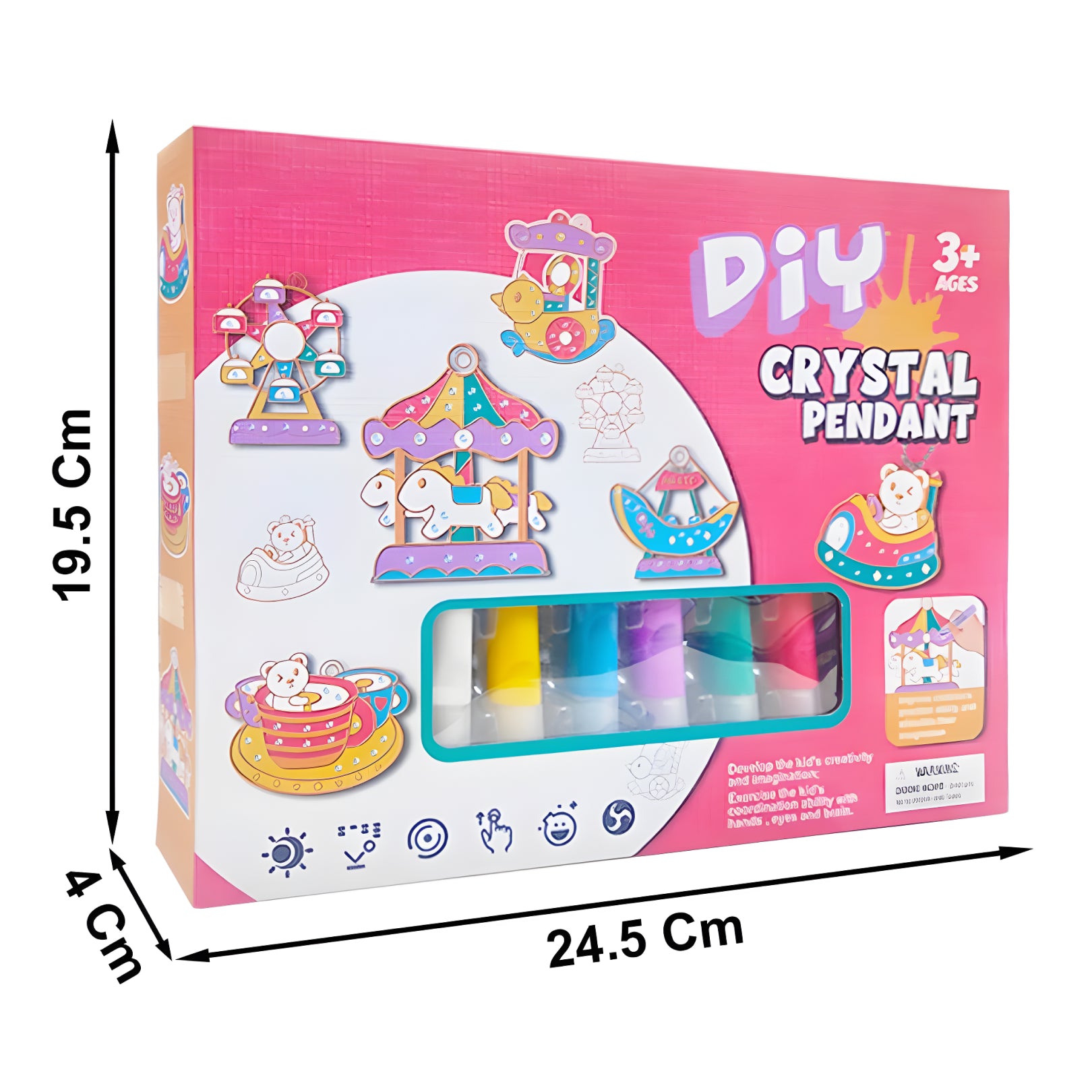 DIY Crystal Pendant Art Kit for Kids – 6 Paints, 6 Pendants & Accessories