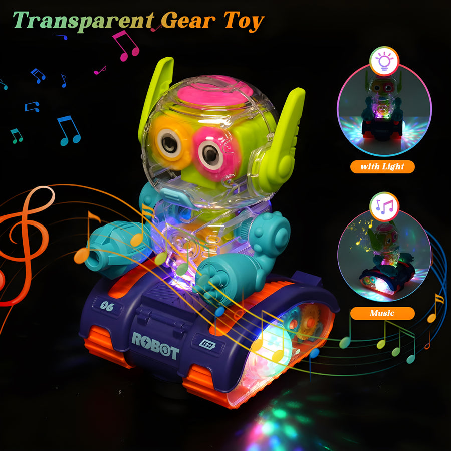 Dancing Robot Toy for Kids – 360° Rotation, Music &amp; Flashing 3D Lights | Interactive Educational Toy for Toddlers