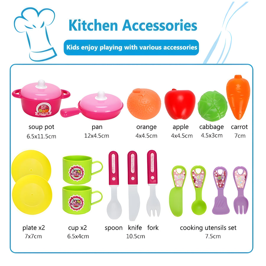Kids Kitchen Playset with Carry Case – 26-Piece Pretend Cooking Toys for Boys & Girls – Role Play Chef Set for Toddlers and Children