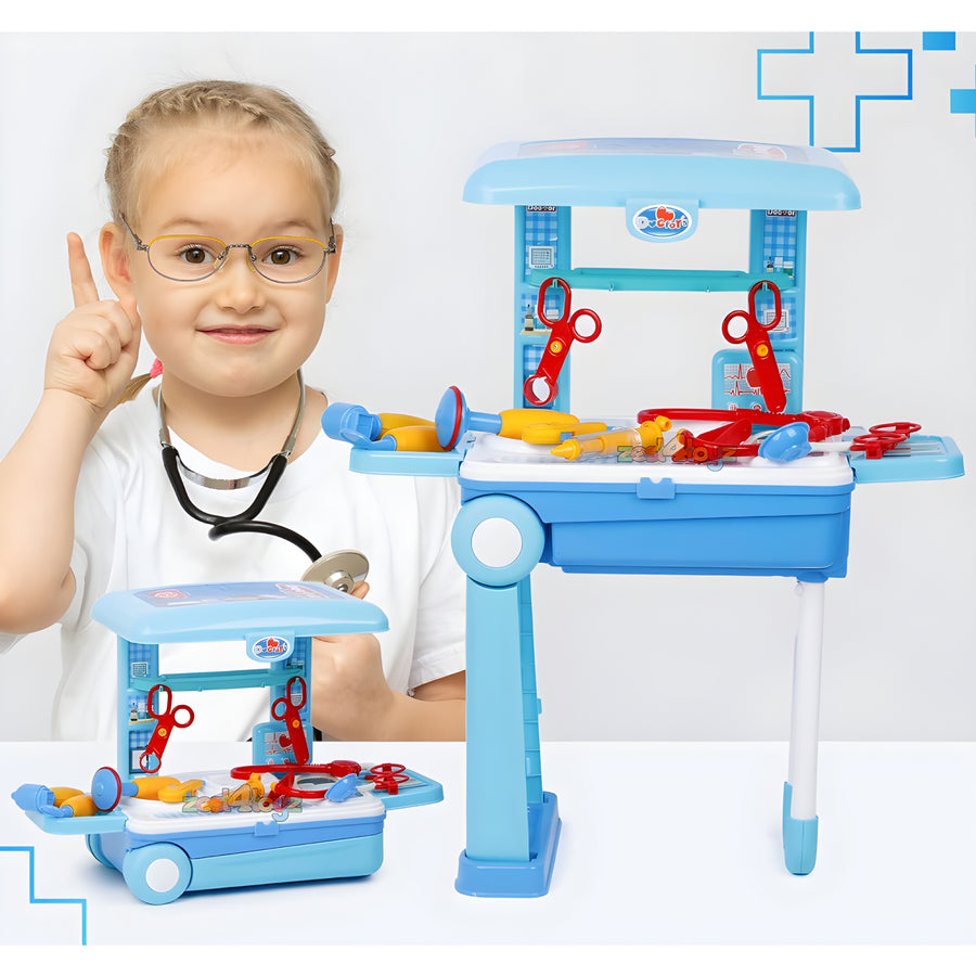 Doctor Role Play Toy Set with Convertible Trolley Suitcase & Medical Accessories – Pretend Play Kit for Kids