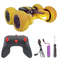 360° Car Double Sided Rotating RC Stunt Car, Remote Control Car Toy with in-Built Rechargeable Battery, USB Cable, Screw Driver & Light for Kids
