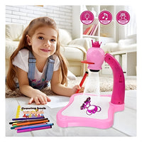 Kids Projector Drawing Table Set – Interactive Art & Tracing Toy with Lights, 24 Slide Patterns, Markers & Drawing Book
