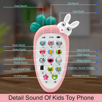 Mobile Phone Toys for Kids Smart Phone Cordless Feature Rabbit Mobile Musical Sound Toys with Smart Light Battery Operated Birthday Gifts for Kids Girls Boys
