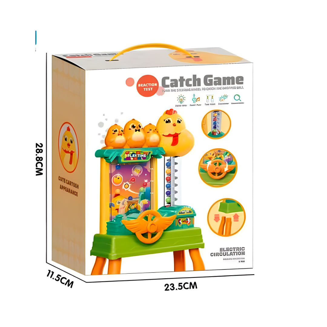 Electric Catch Ball Game Machine for Kids – Interactive Tabletop Reaction Toy with Rotating Chicken & Spin Catch Wheel (1 Pc, Random Color)