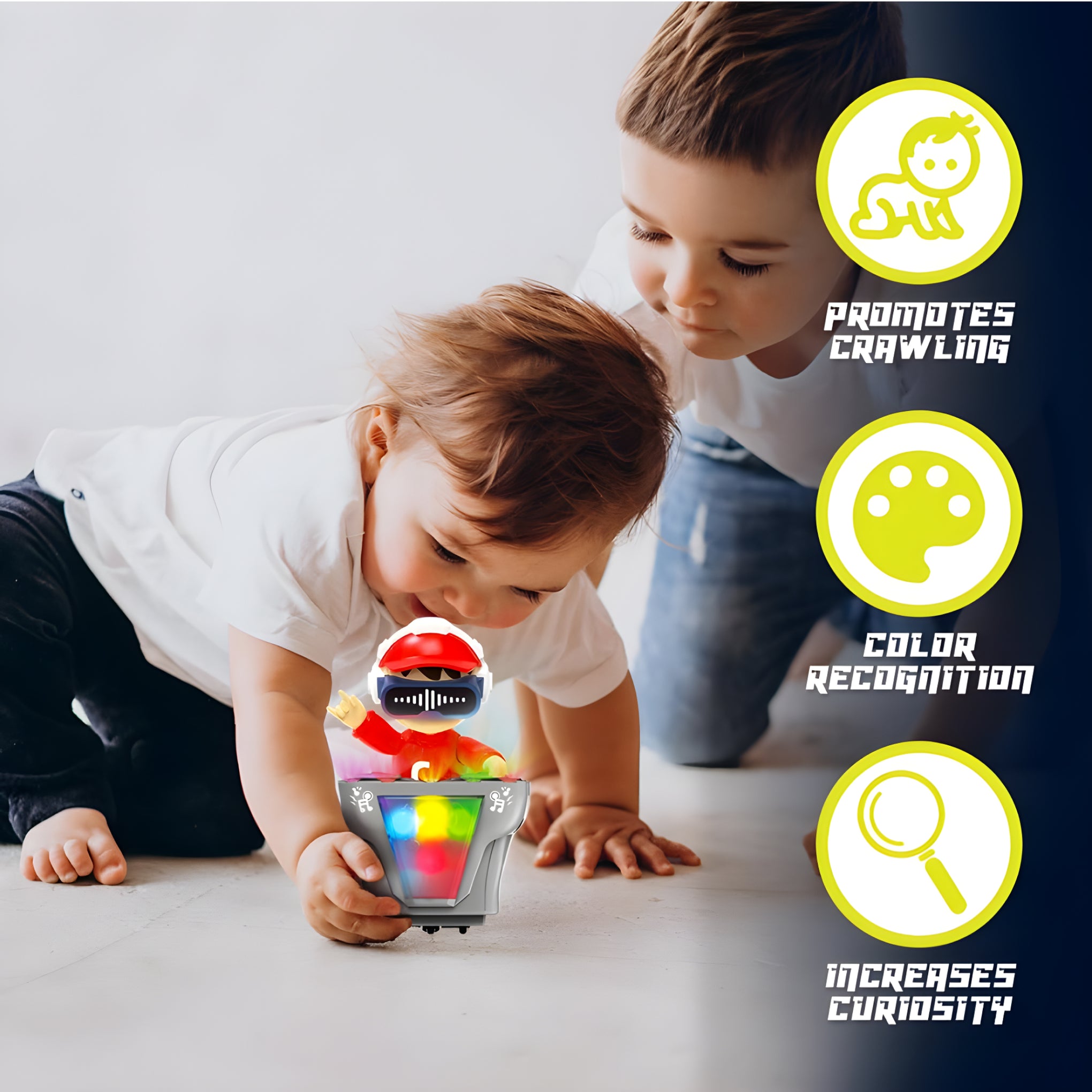 DJ Coco Dancing Robot Toy for Kids – Musical Light-Up Sound Toy with Bump & Go Action | Fun Battery-Operated Gift for Boys & Girls